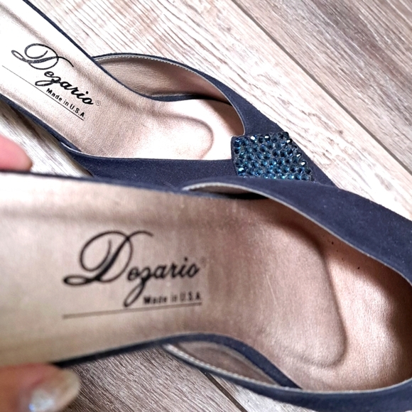Dezario Blue Elegant Mules with Minimalist Design Rhinestone Accent Size 7 - Picture 5 of 7